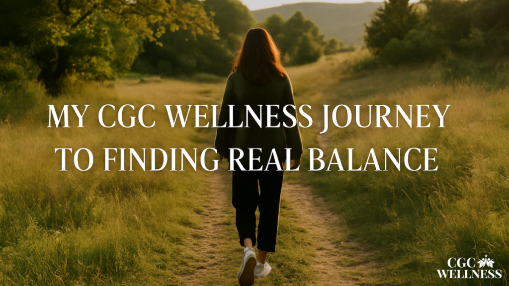 Woman walking along a peaceful nature path, beginning her CGC Wellness journey to find balance and clarity
